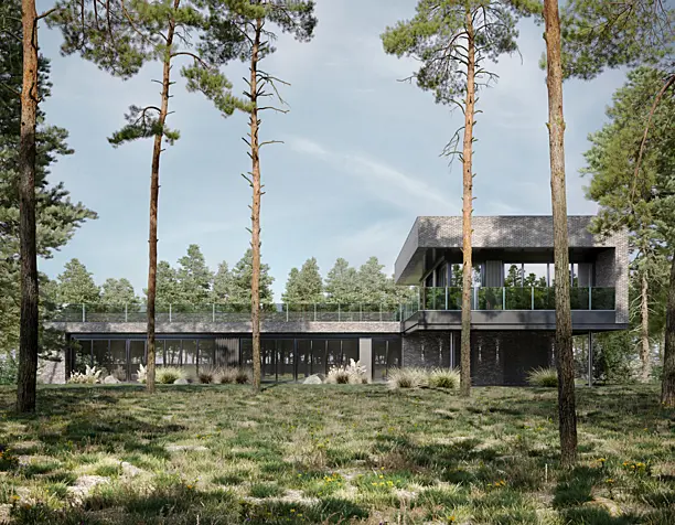 Вилла в соснах/ A villa in the pine forest (сделано по референсу)