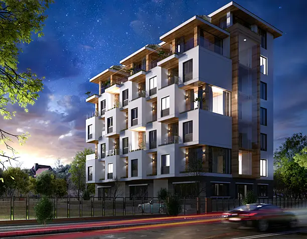 The project of a residential building in the style of Hi-tech