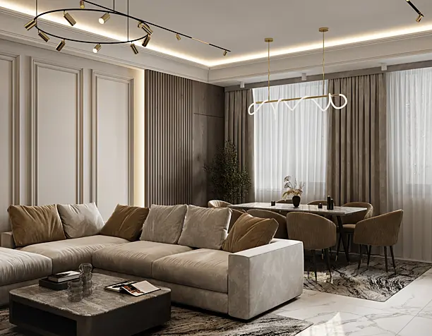NEOCLASSIC AND LUXURY AND MINIMALISM STUDIO ROOM