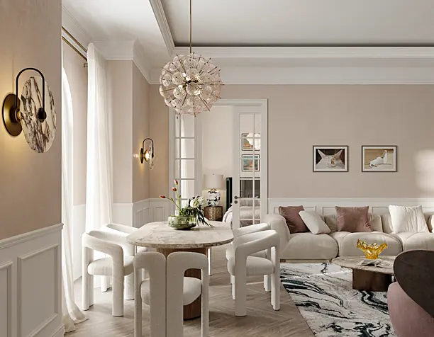LIVING ROOM AREA & KITCHEN & BEDROOM