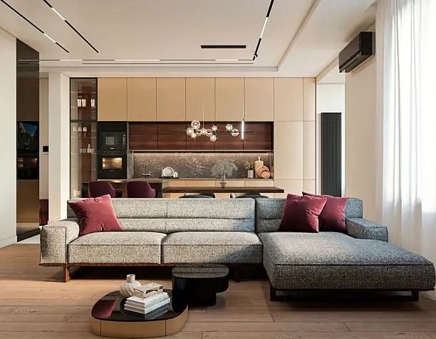 LIVING ROOM AND HALLWAY