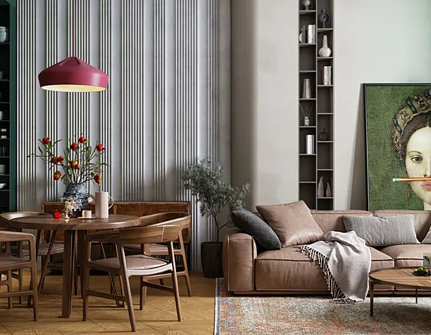 LIVING ROOM WITH ELEMENTS OF RETRO