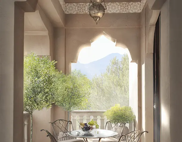 3d visualization of a Moroccan-style balcony(сделано пол референсу)
