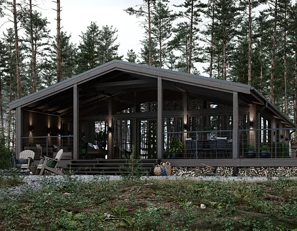 BARN HOUSE IN A PINE FOREST