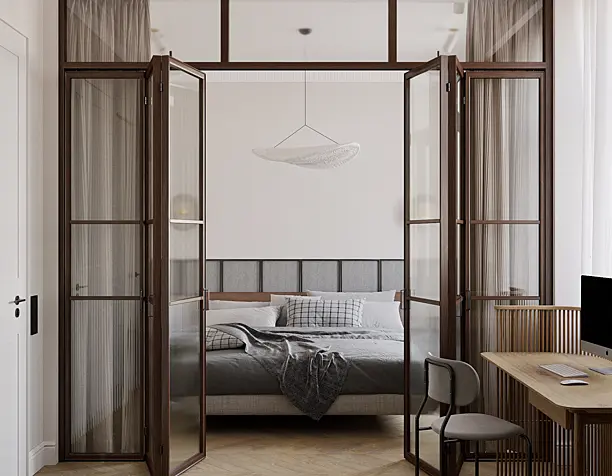 Visualization of the bedroom-cabinet "Mashkova", Moscow, 2022