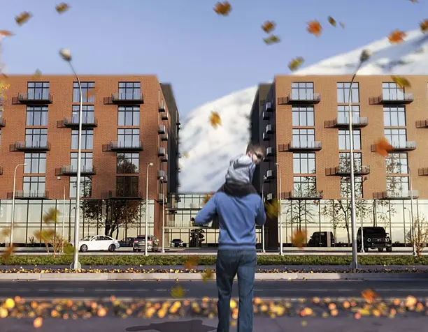 Brick apartments in the mountains