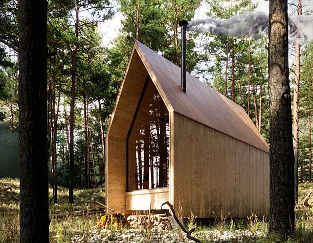 Cabin house in the forest