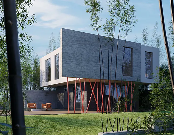 Coral bamboo house concept
