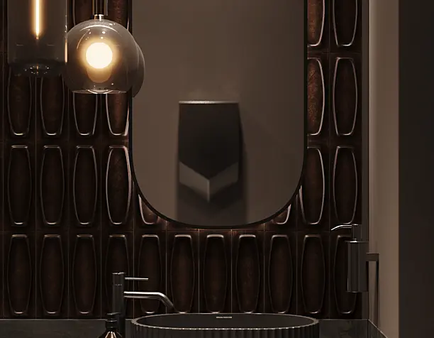 restroom in dark colors