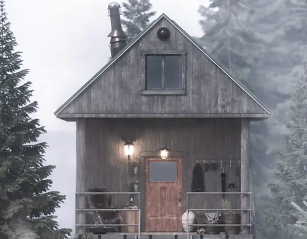 wooden cottage fire
