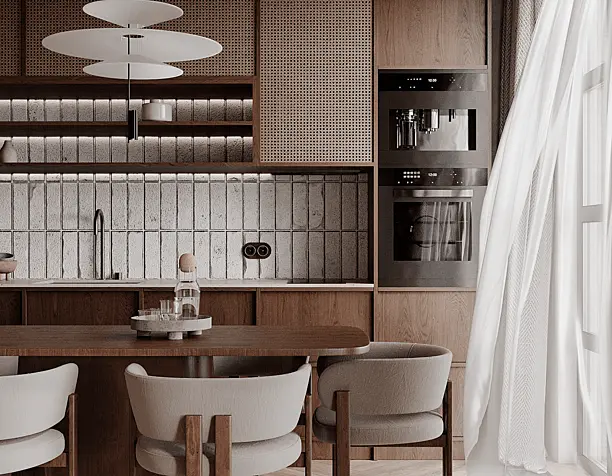 kitchen & living room