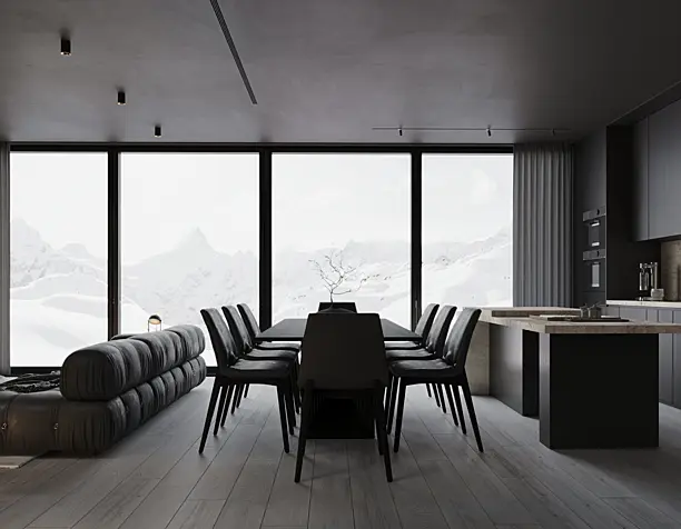 Black villa in the mountains