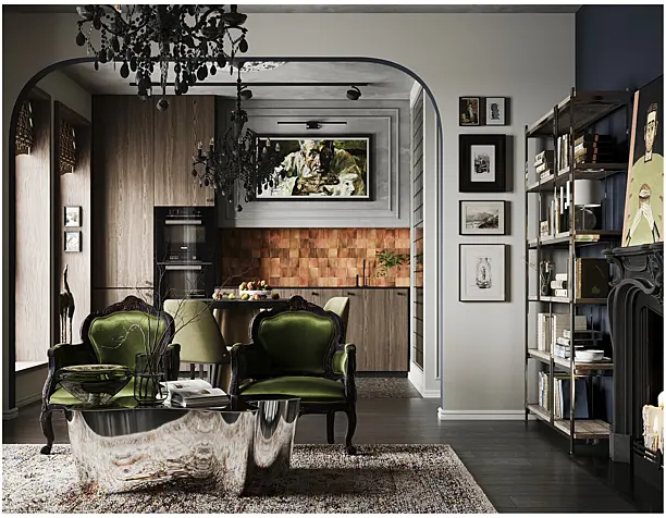 Kitchen and living room design and visualization