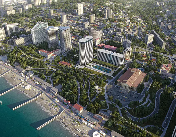 Seaside Hotel and Apartment Complex Concept