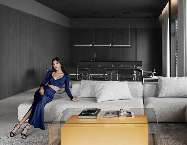 dark living-dining room design