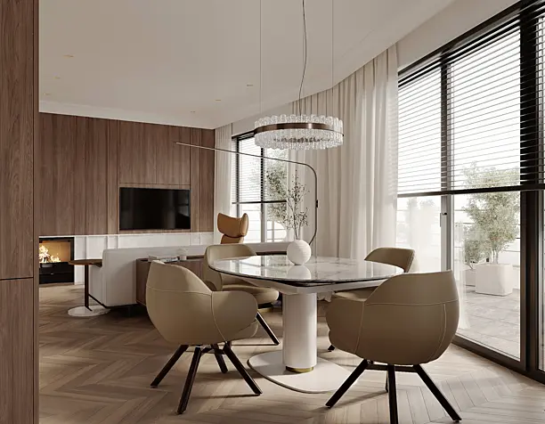 Living Room with kitchen. Project in the Mediterranean.