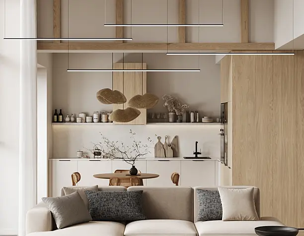 Кухня-гостиная в стиле джапанди