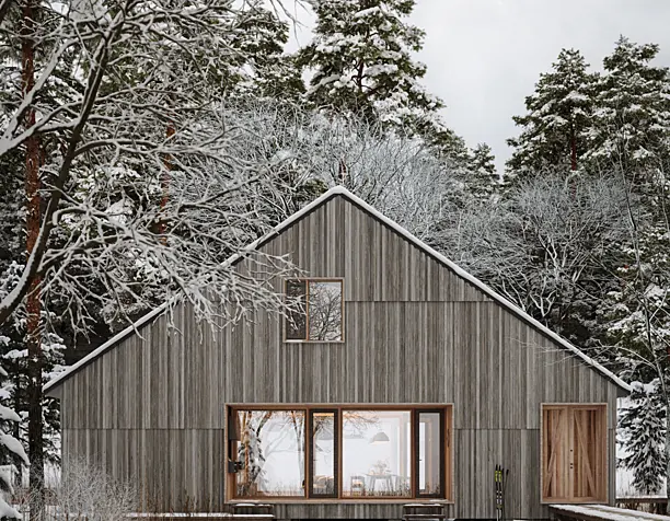 Winter house in the forest