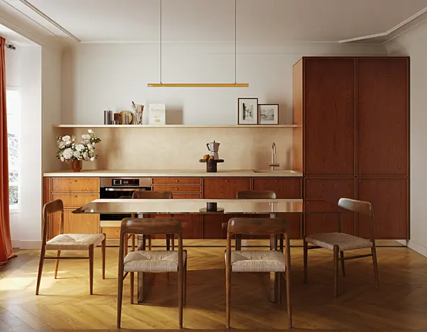 Living room with kitchen (сделано по референсу)