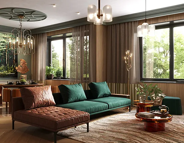 Green living room / Design & Visualization
