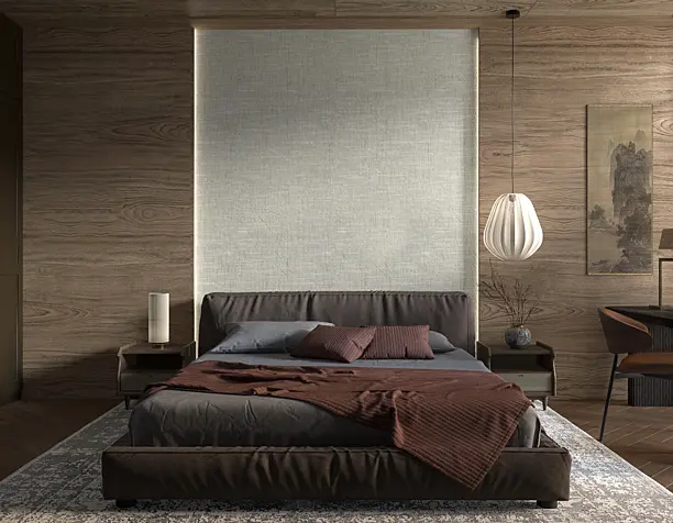 master bedroom with Japanese motif