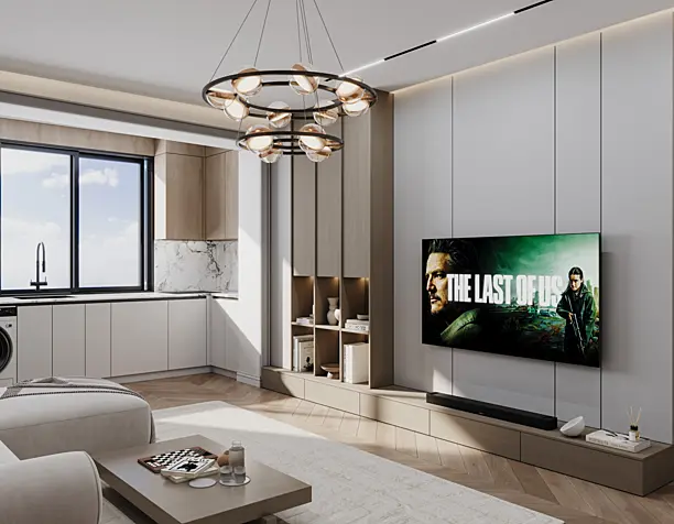 watching  rhe last of us at living room