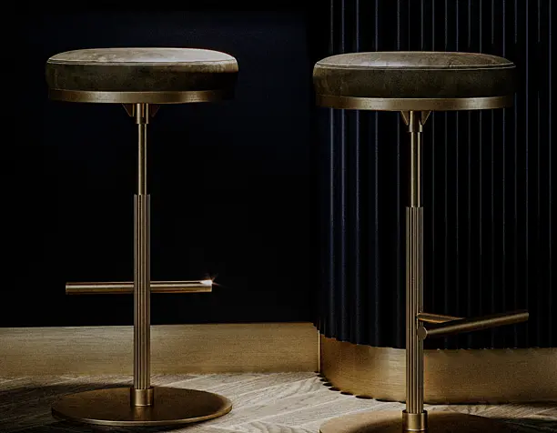 Wardell Barstool, Leather, Moss