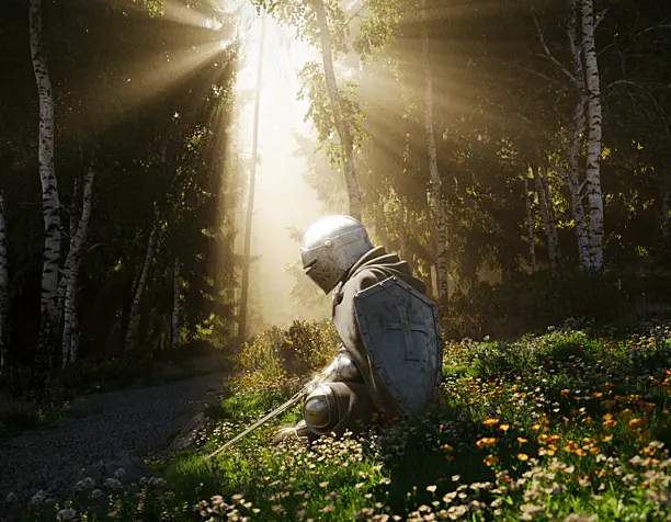 A fallen knight at dawn