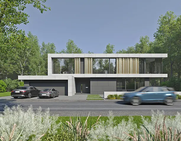 MODERN HOUSE. ARCHITECTURAL PROJECT AND RENDERING