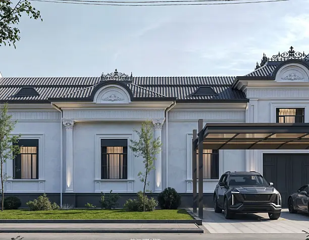 Facade design before after villa