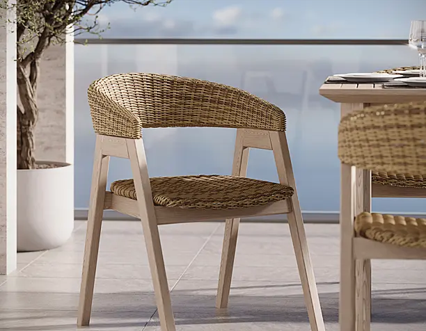 Wicker Wooden Dining Chair