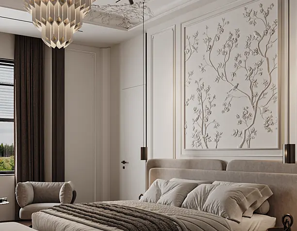 Bedroom with wardrobe and bathroom