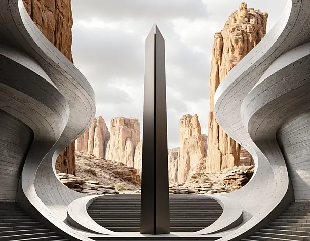 The Monolithic Desert Pavilion
