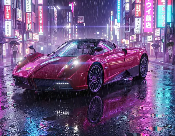 Pagani Huayra Roadster. Ночной Токио.