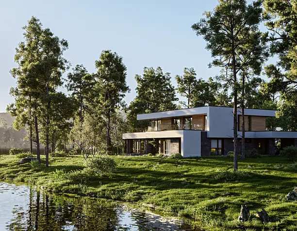 Дом на берегу реки. House on the river bank.