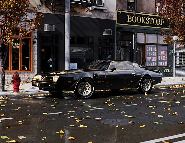 Pontiac on an Autumn Street