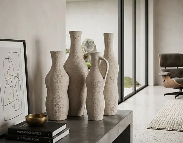 Set of 4 Rustic Decorative Vases