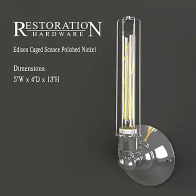 Edison Caged Sconce Polished Nickel