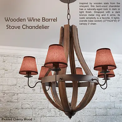 Wooden Wine Barrel Stave Chandelier