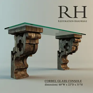 Restoration hardware Corbel glass console