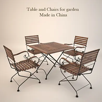 Iron chairs and table / China