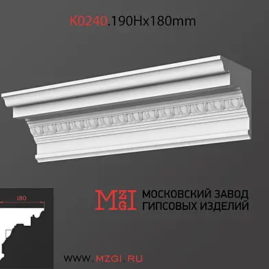 Карниз потолочный с рисунком лепнина гипс K0240.190Нx180mm