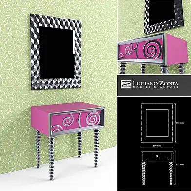 Luciano Zonta Klimt Bedside Table & Mirror