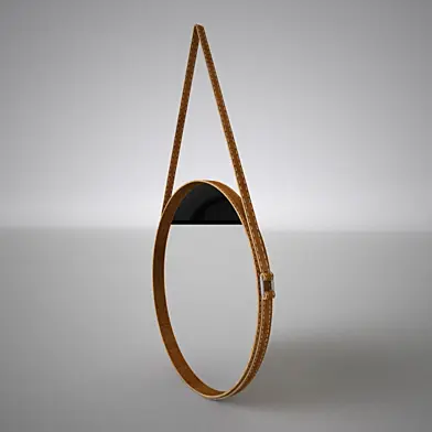 Round leather mirror