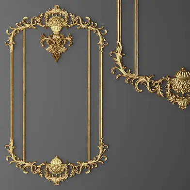 Лепнина, рамка. Лепнина, luxury, золотой декор, резьба, лепка, лепной, корона, рамка, набор, классическая