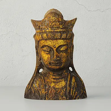 Gold Leafed Metal Buddha Head