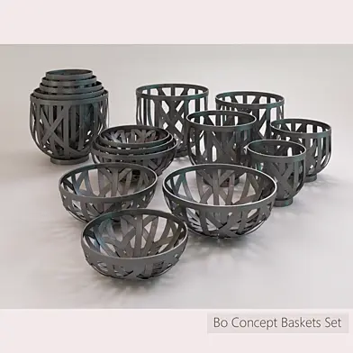 Bo Concept Wooden Baskets Set