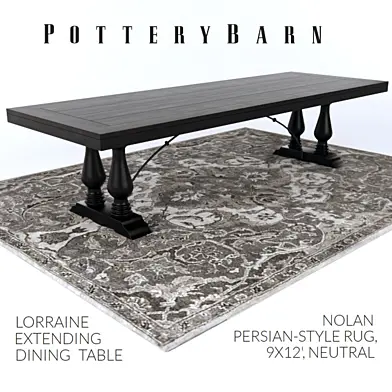 Pottery Barn LORRAINE DINING TABLE / NOLAN PERSIAN-STYLE RUG
