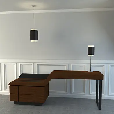 Hotel Desk with Lamps