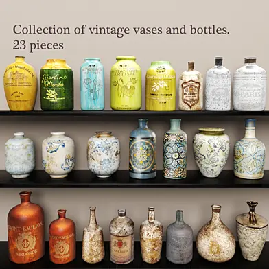 Collection vases and bottles. 23 pieces